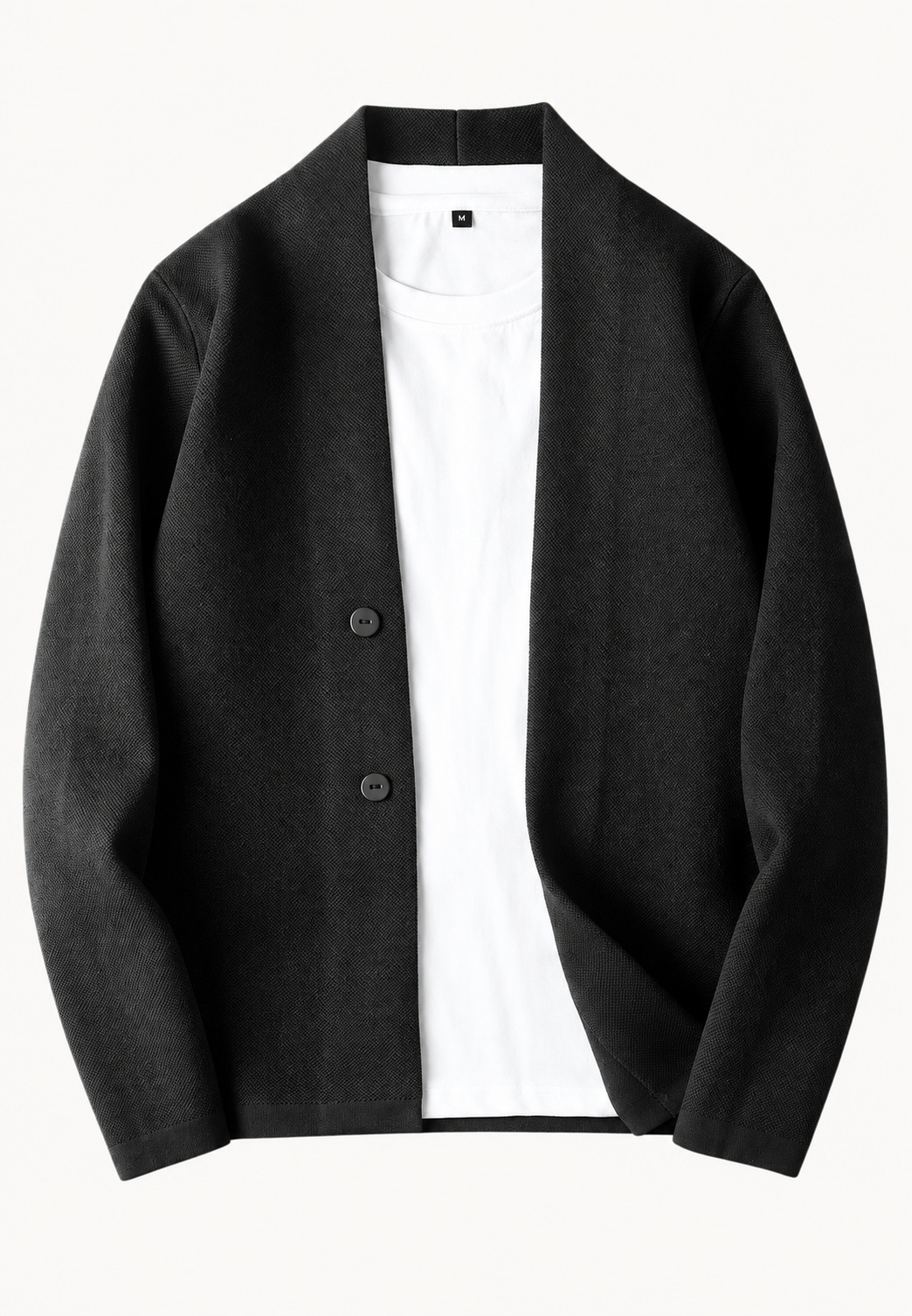 Men's plain shawl collar button cardigan with long sleeves