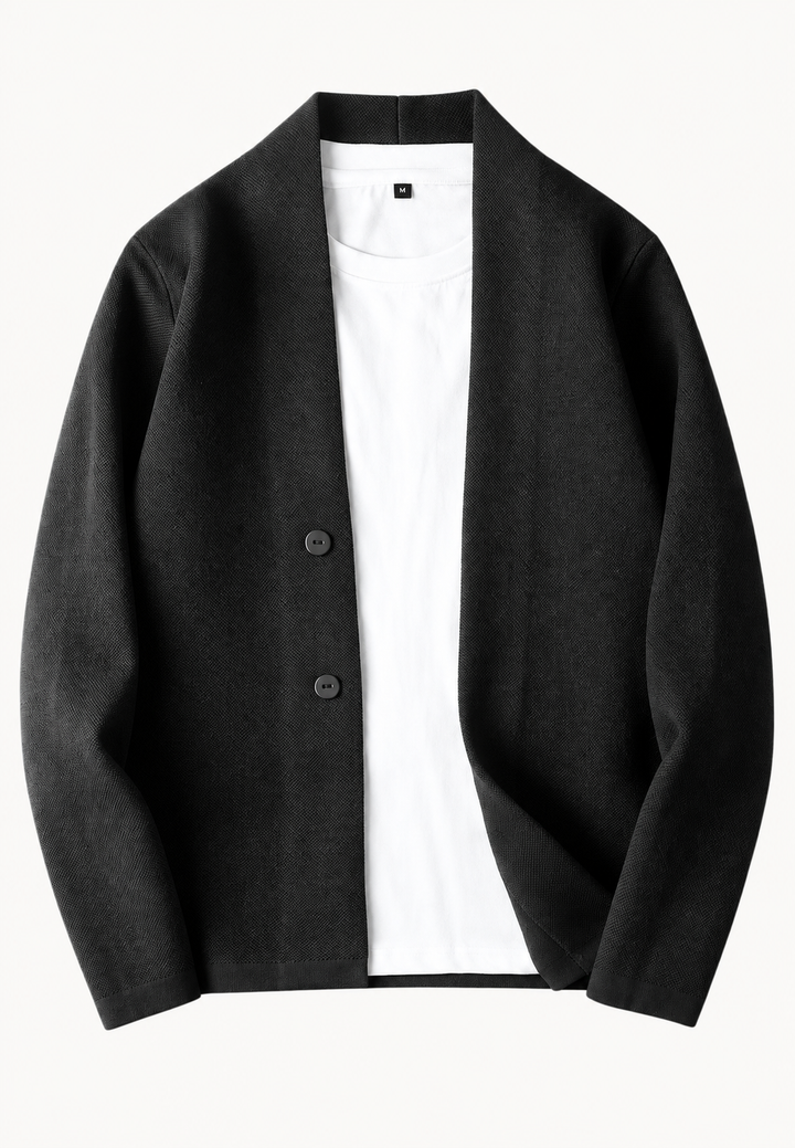 Men's plain shawl collar button cardigan with long sleeves