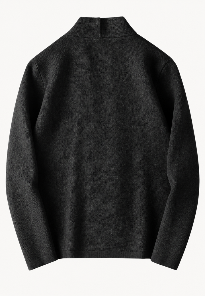Men's plain shawl collar button cardigan with long sleeves