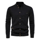 Men's buttoned stand collar cardigan with long sleeves and flap pockets
