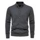 Men's buttoned stand collar cardigan with long sleeves and flap pockets