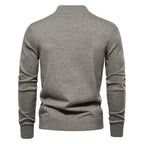 Men's buttoned stand collar cardigan with long sleeves and flap pockets