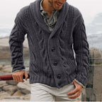 Men's chunky knit shawl collar cardigan