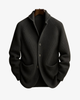 Men's rib knit cardigan with shawl collar, buttons and patch pockets