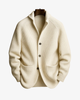 Men's rib knit cardigan with shawl collar, buttons and patch pockets