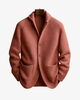 Men's rib knit cardigan with shawl collar, buttons and patch pockets