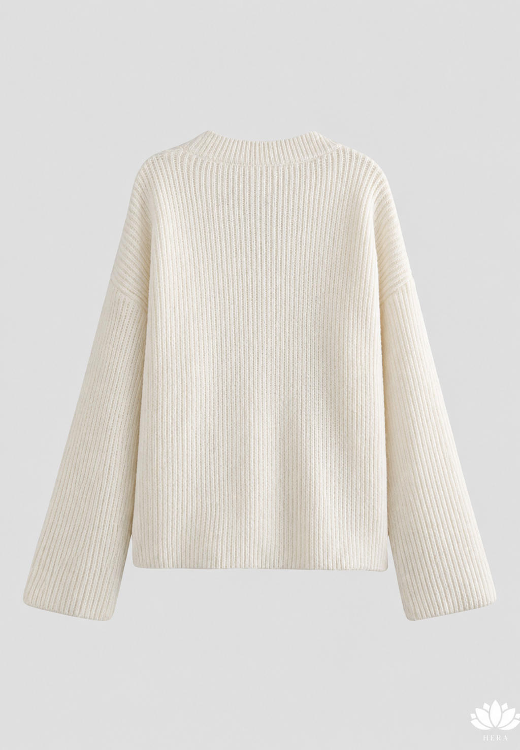 Women's white oversized V-neck cardigan with chunky ribbed knit
