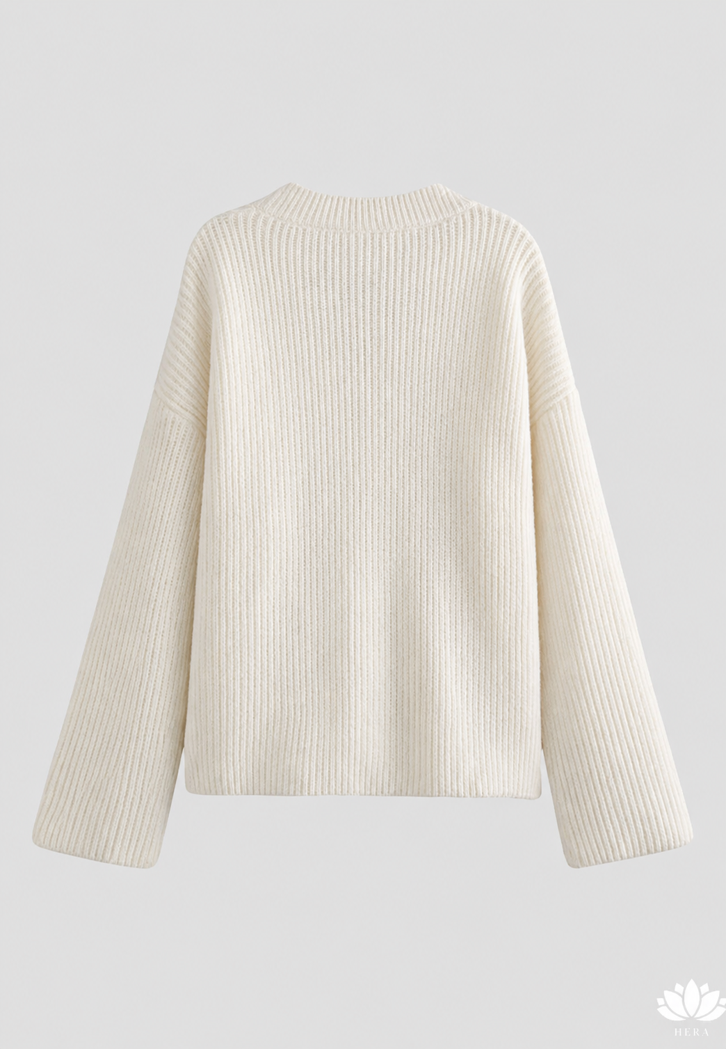 Women's white oversized V-neck cardigan with chunky ribbed knit