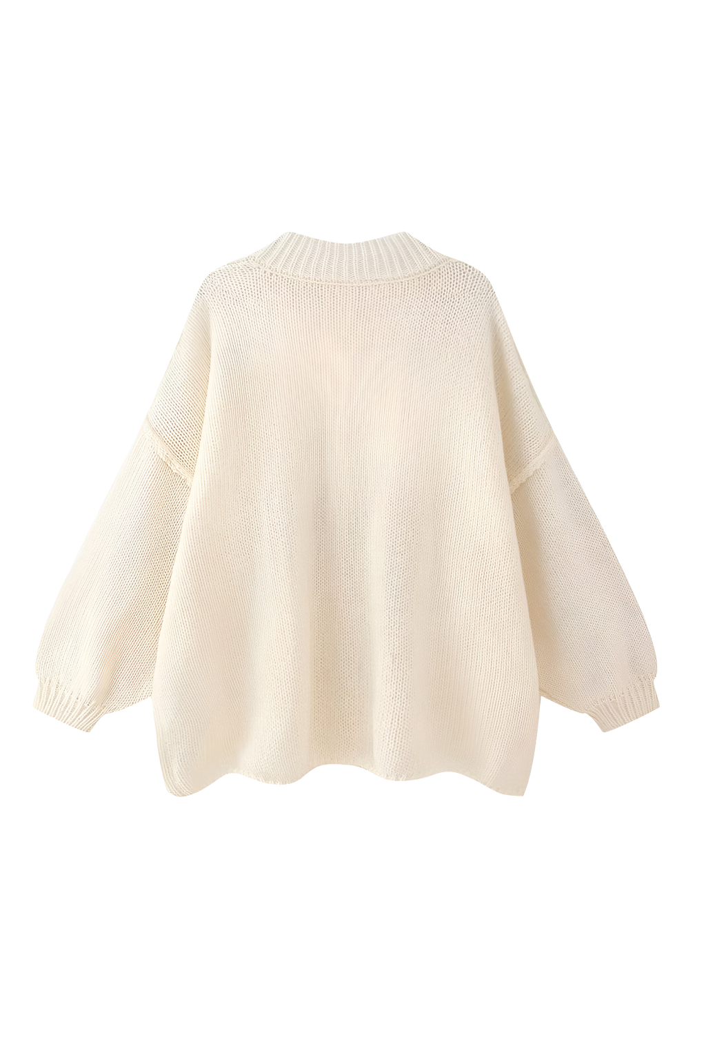 Women's oversized knit cardigan with crew neck and button front