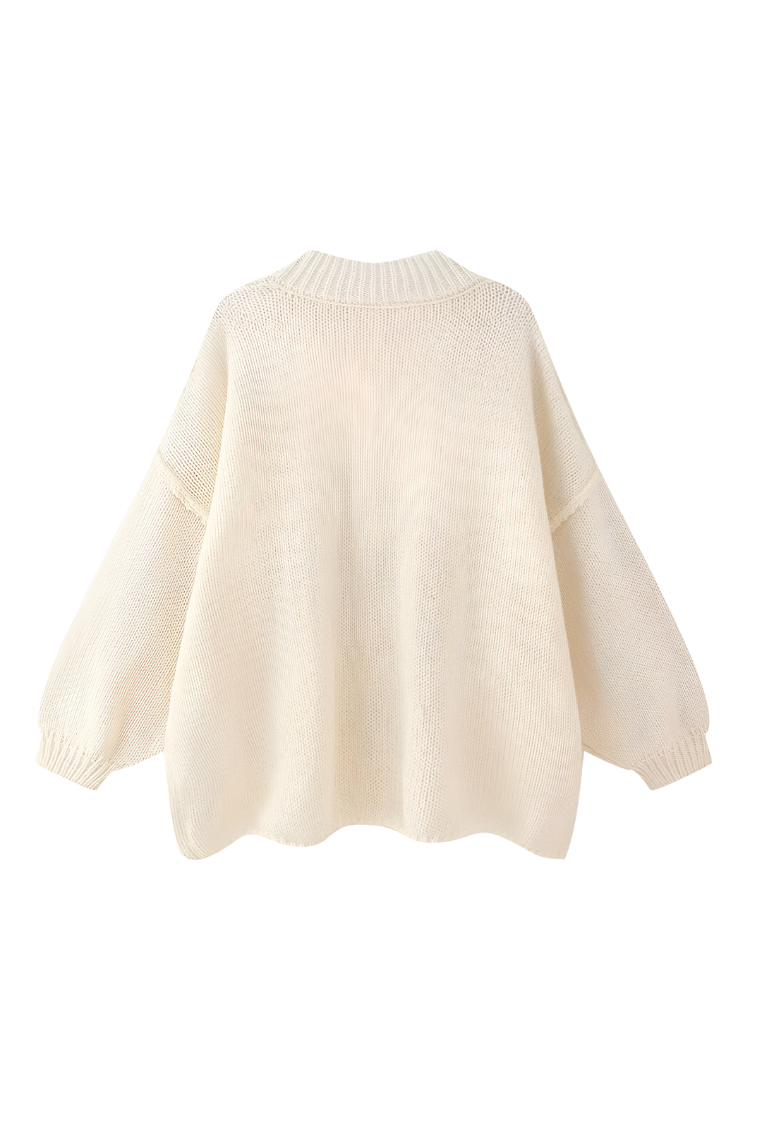 Women's oversized knit cardigan with crew neck and button front