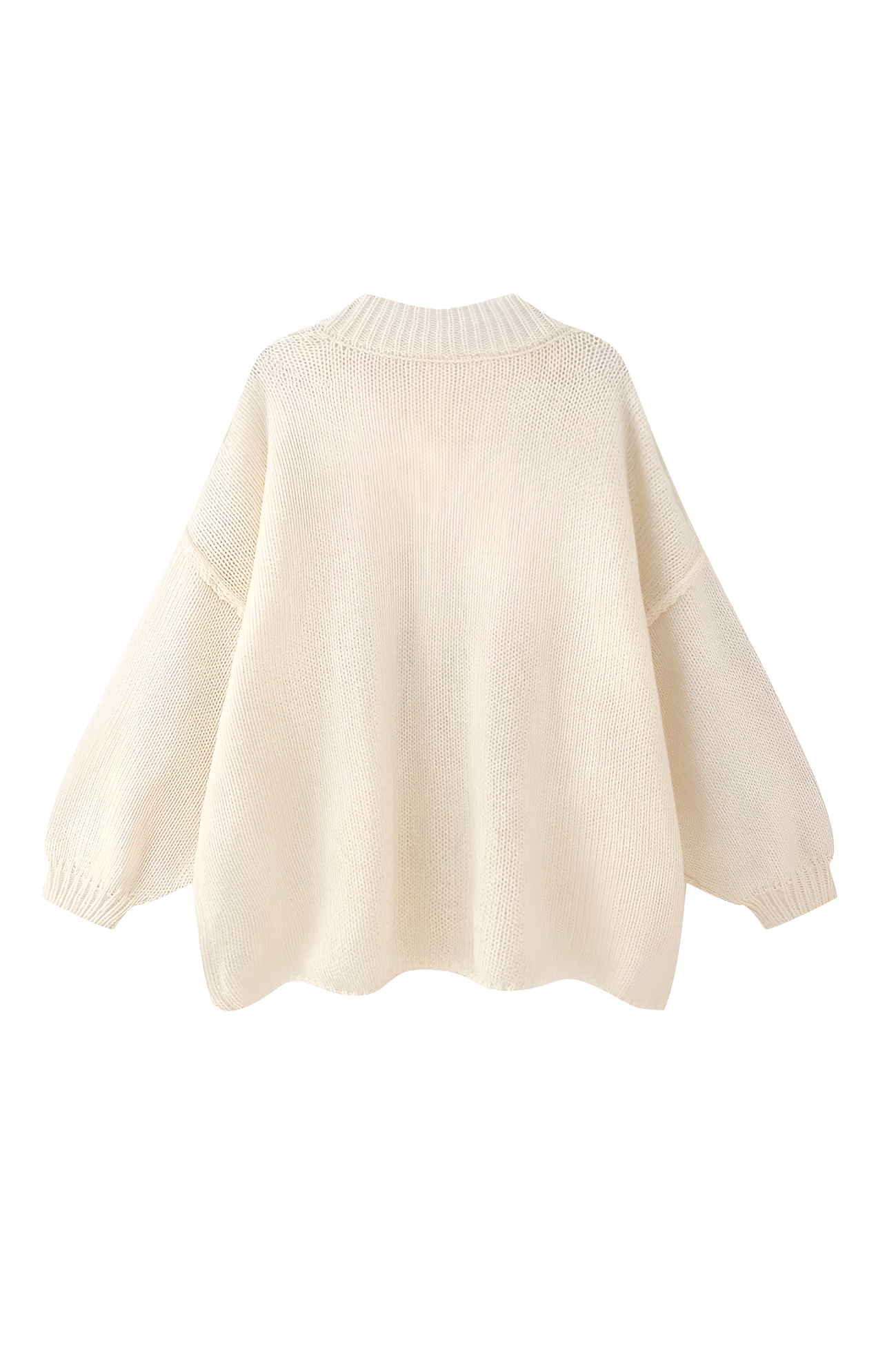 Women's oversized knit cardigan with crew neck and button front