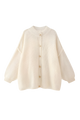 Women's oversized knit cardigan with crew neck and button front