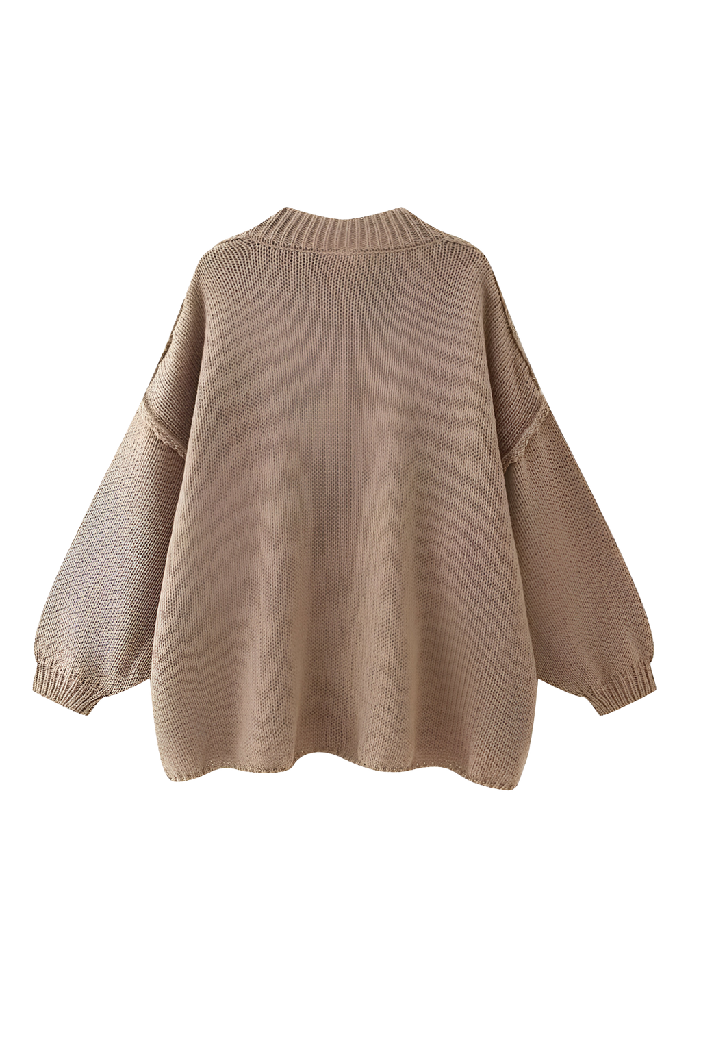 Women's oversized knit cardigan with crew neck and button front