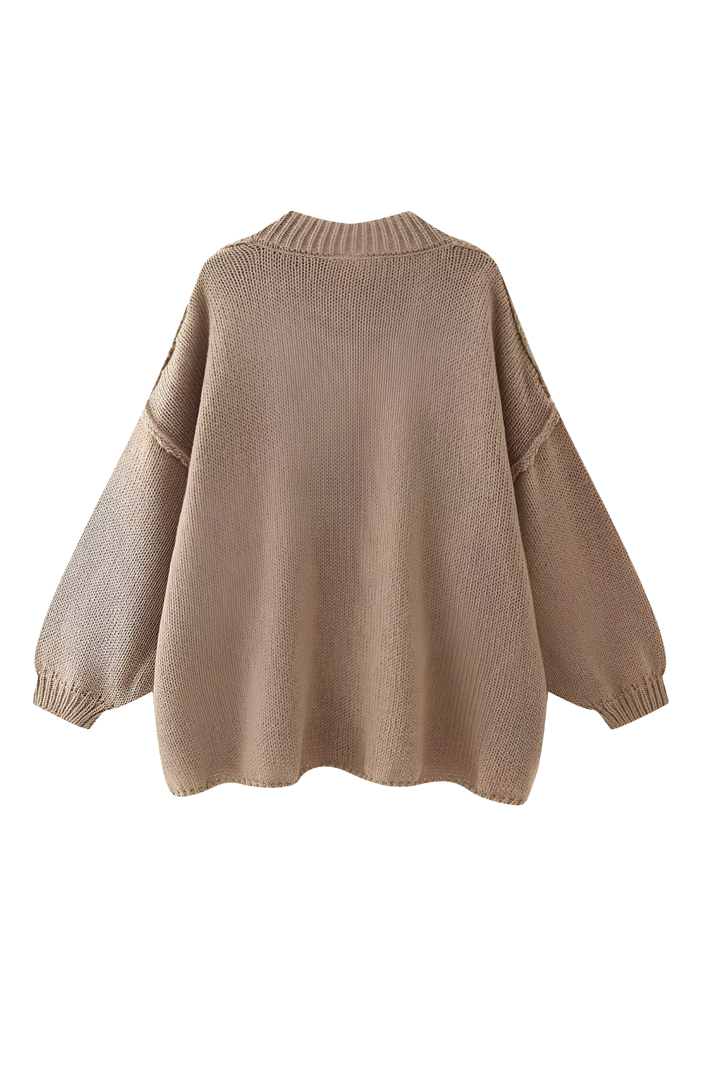 Women's oversized knit cardigan with crew neck and button front