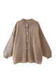 Women's oversized knit cardigan with crew neck and button front