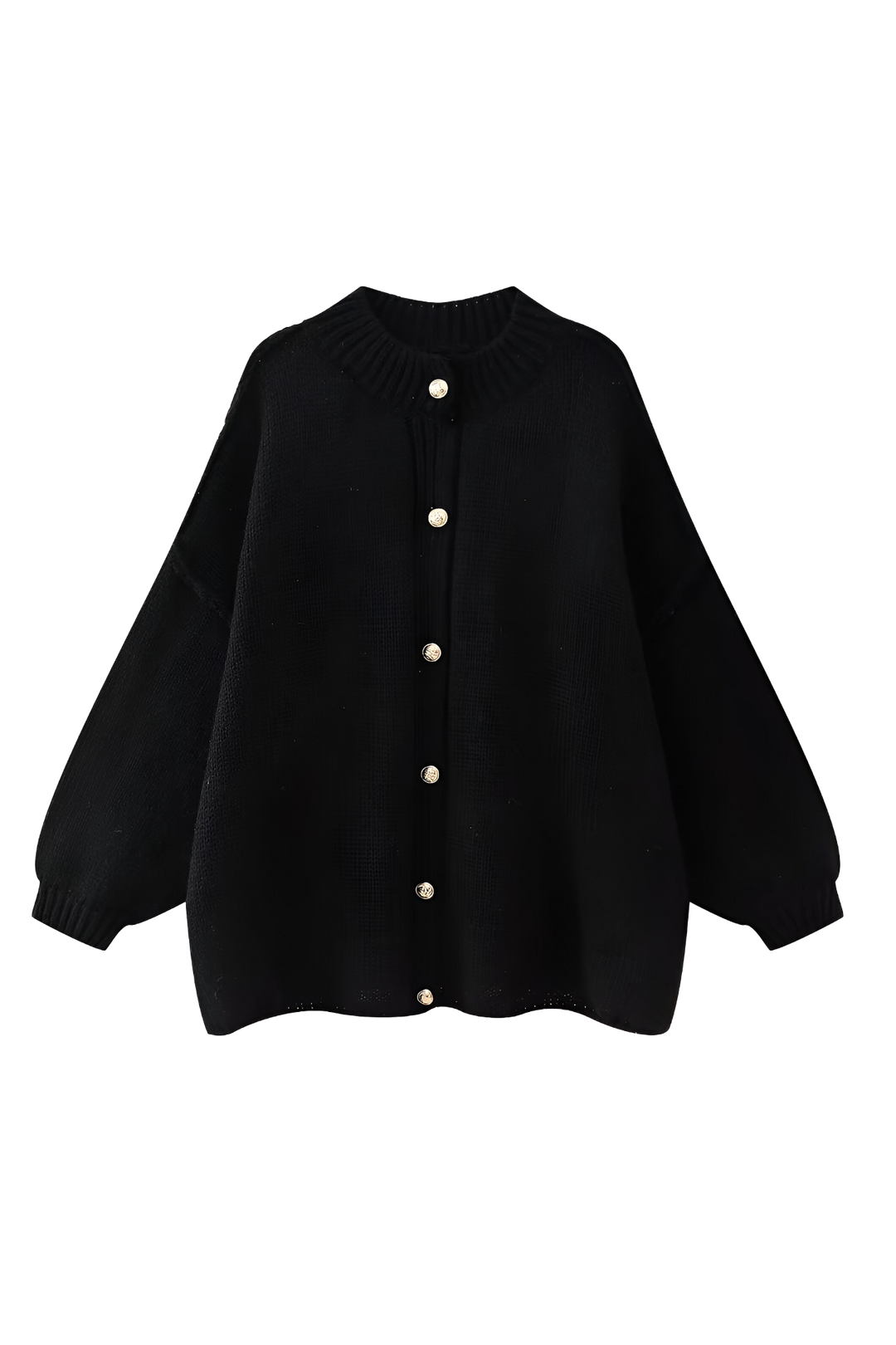 Women's oversized knit cardigan with crew neck and button front
