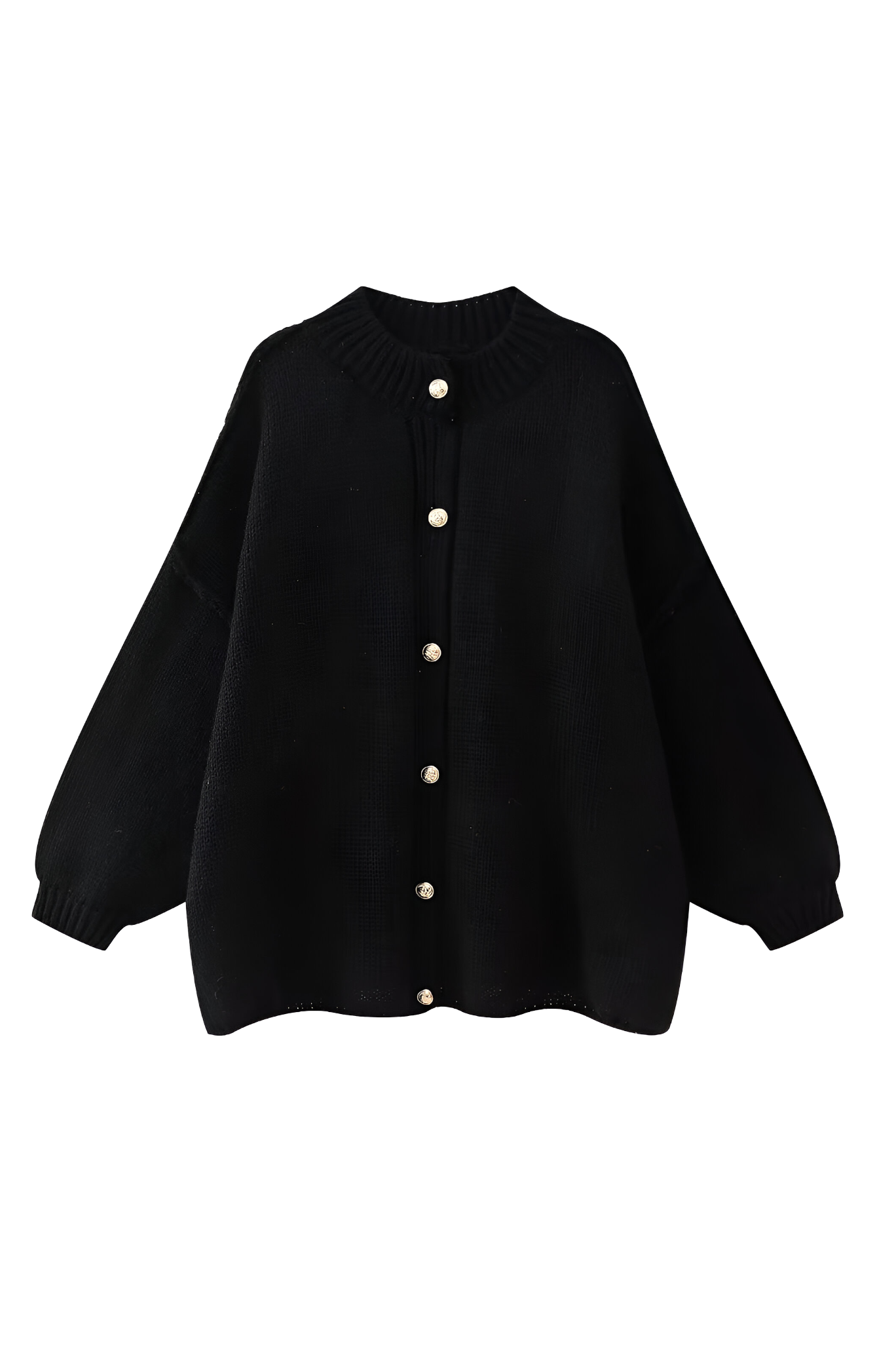 Women's oversized knit cardigan with crew neck and button front
