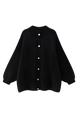 Women's oversized knit cardigan with crew neck and button front