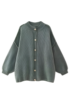 Women's oversized knit cardigan with crew neck and button front