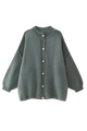 Women's oversized knit cardigan with crew neck and button front