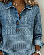 Women's textured long sleeve shirt with collar and buttons