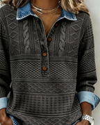 Women's textured long sleeve shirt with collar and buttons