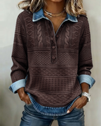 Women's textured long sleeve shirt with collar and buttons