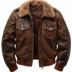 Men's aviator jacket with zip front, spread collar and ribbed cuffs