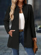 Women's slim-fit long coat with high neckline and covered buttons