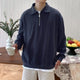 Men's ribbed quarter-zip jumper with collared neckline and long sleeves