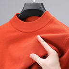 Unisex plain knitted jumper with ribbed crew neckline and long sleeves