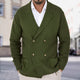 Men's double-breasted knitted cardigan with notched lapels and patch pockets