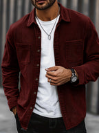 Men's corduroy overshirt jacket with two chest pockets