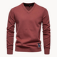 Men's long-sleeve V-neck sweater with ribbed trims