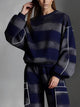 Women's loose striped contrast sweatshirt
