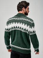 Men's Fair Isle shawl collar cardigan with buttons