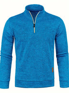 Men's textured half-zip jumper with stand collar and long sleeves
