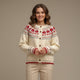 Women's cream Fair Isle button cardigan with patterned yoke