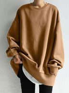 Women's oversized plain crew-neck sweatshirt with long sleeves