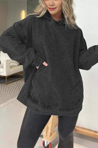 Oversized washed denim effect hoodie