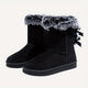 Women's ankle winter boots with faux fur cuffs and side bows