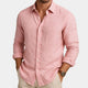 Men's long sleeve button-front shirt with pointed collar
