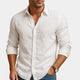 Men's long sleeve button-front shirt with pointed collar