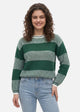 Women's striped crew neck jumper with long sleeves and ribbed trims