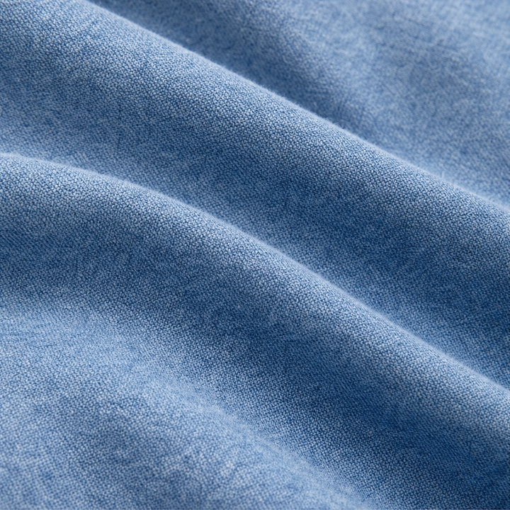 Women's blue open-front cardigan with flared sleeves and ruffle trims