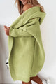 Women's hooded color block knit cardigan with long sleeves