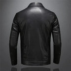 Men's black jacket with point collar, long sleeves and flap chest pockets