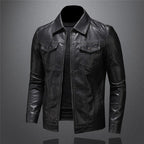 Men's black jacket with point collar, long sleeves and flap chest pockets