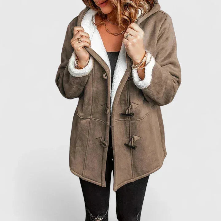 Women's Suede-Look Sherpa Lined Toggle Jacket