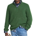 Men's textured quarter-zip sweater with mock neck and long sleeves